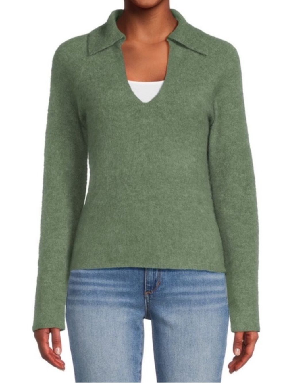 Vince Brushed Alpaca Wool V-neck Polo Sweater Collared Pullover NWT Sz M
